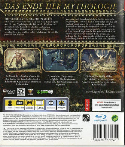 Legendary - PlayStation 3 Rückseite