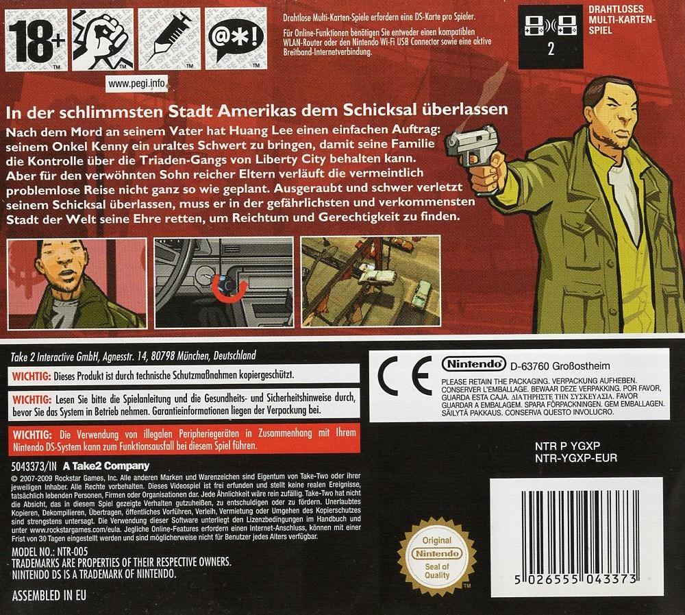 Grand Theft Auto: Chinatown Wars - Nintendo DS Rückseite