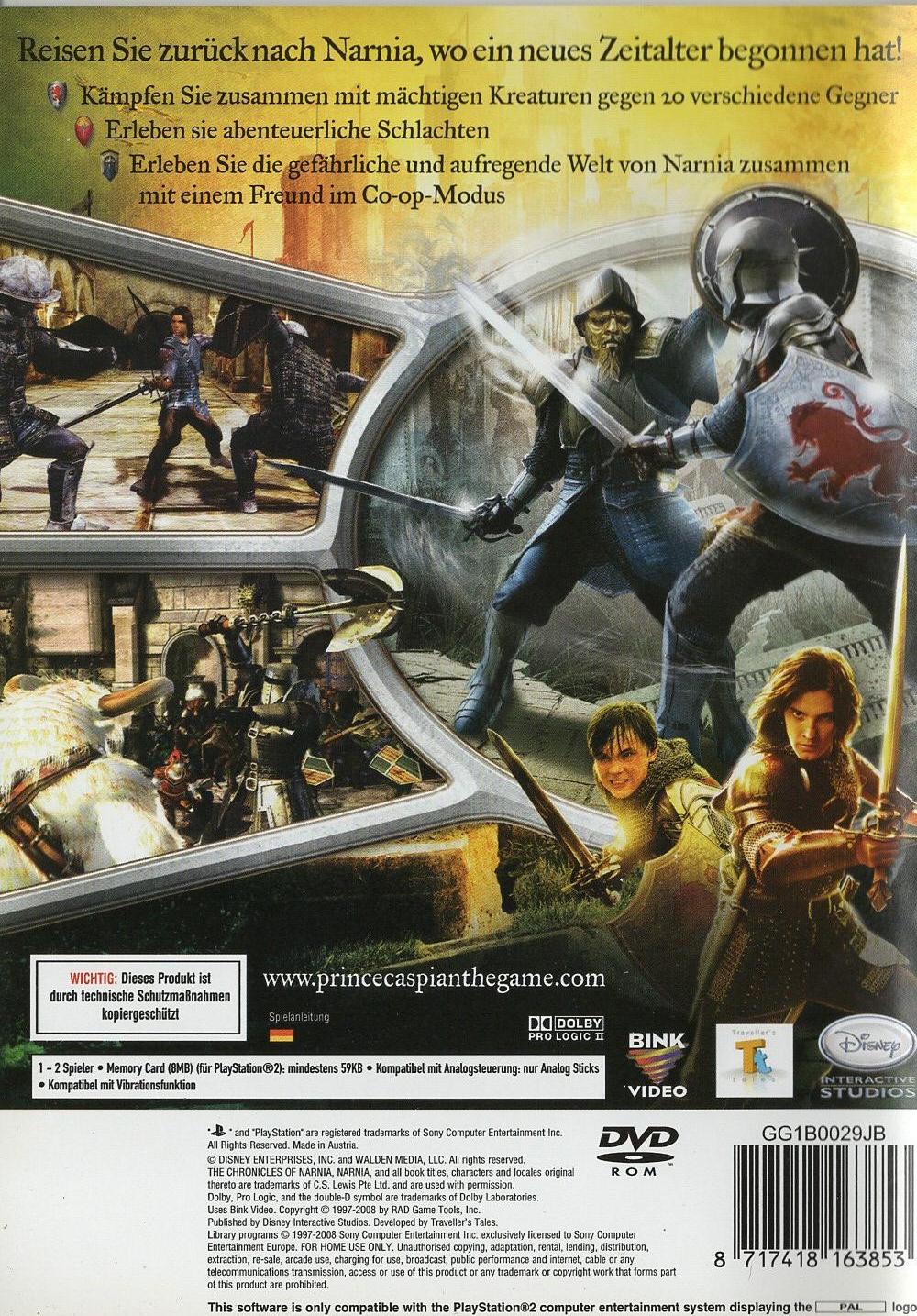 Die Chroniken von Narnia: Prinz Kaspian von Narnia - PlayStation 2 Rückseite