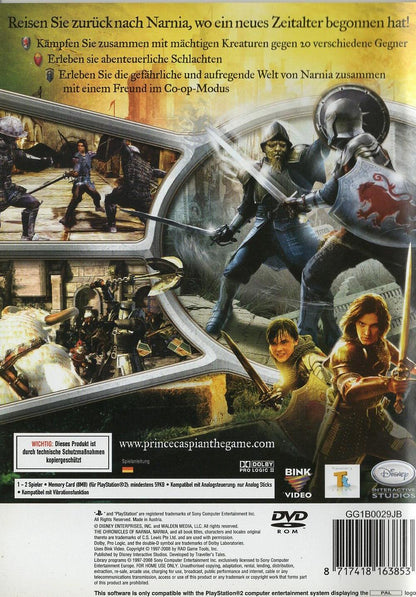 Die Chroniken von Narnia: Prinz Kaspian von Narnia - PlayStation 2 Rückseite