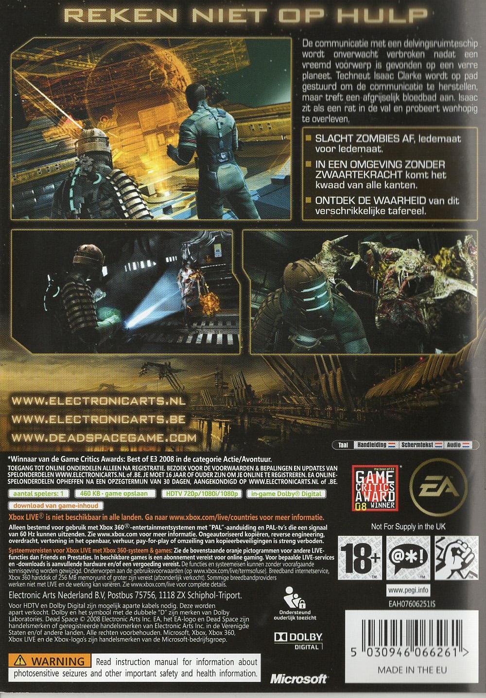 Dead Space - Xbox 360 Rückseite