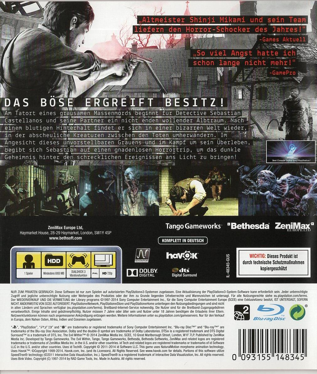 The Evil Within - PlayStation 3 Rückseite