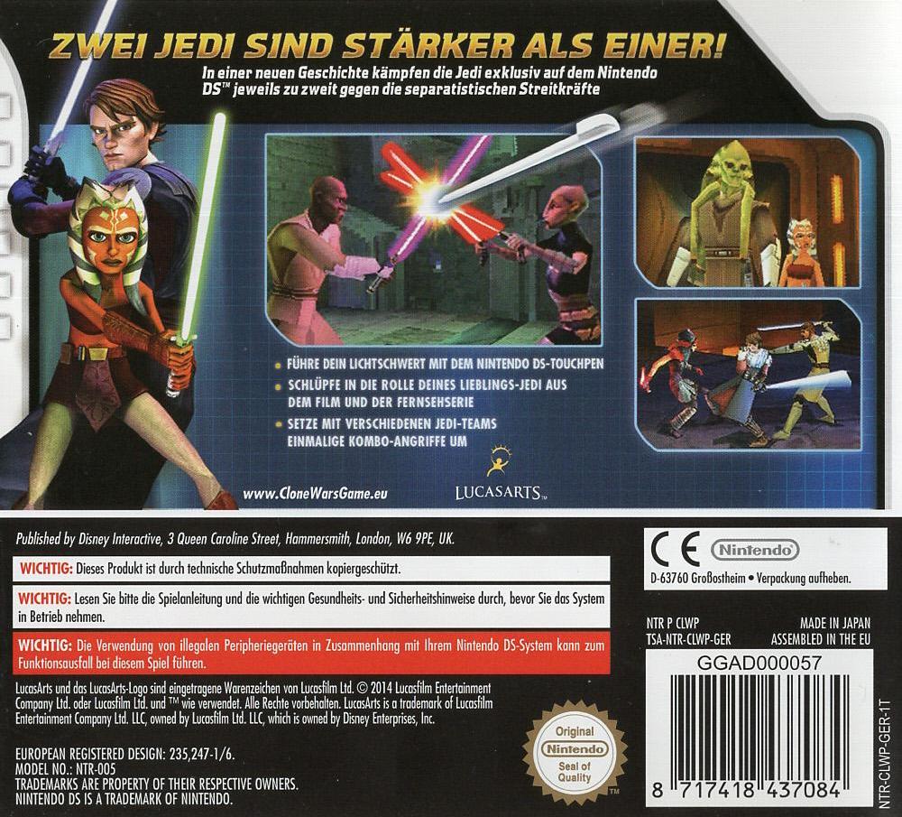 Star Wars: The Clone Wars - Die Jedi-Allianz - Nintendo DS Rückseite