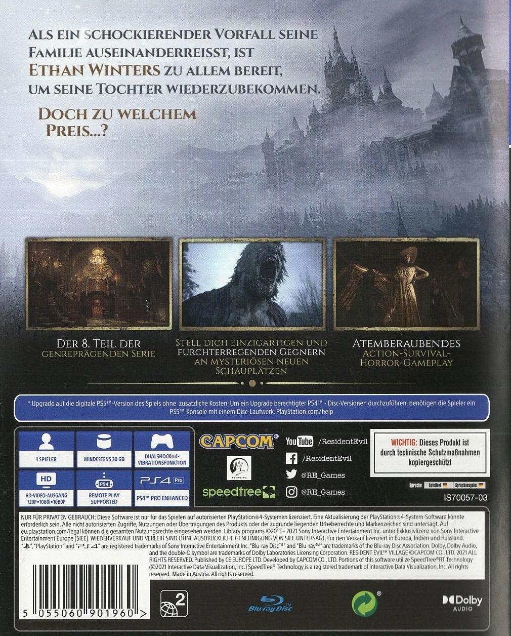 Resident Evil Village - PlayStation 4 Rückseite